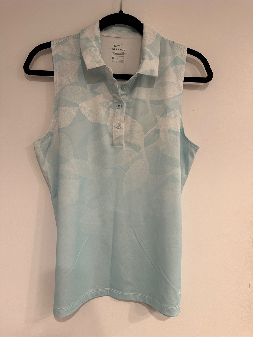 Nike Dri-FIT Sleeveless Polo Camisole - Light Blue Leaf Print